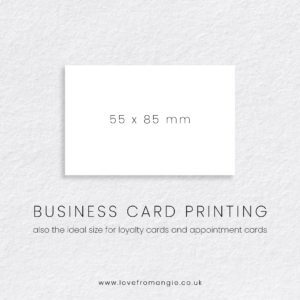 Business Card Printing, Loyalty Card Printing and Appointment card printing, 55 x 85 mm.