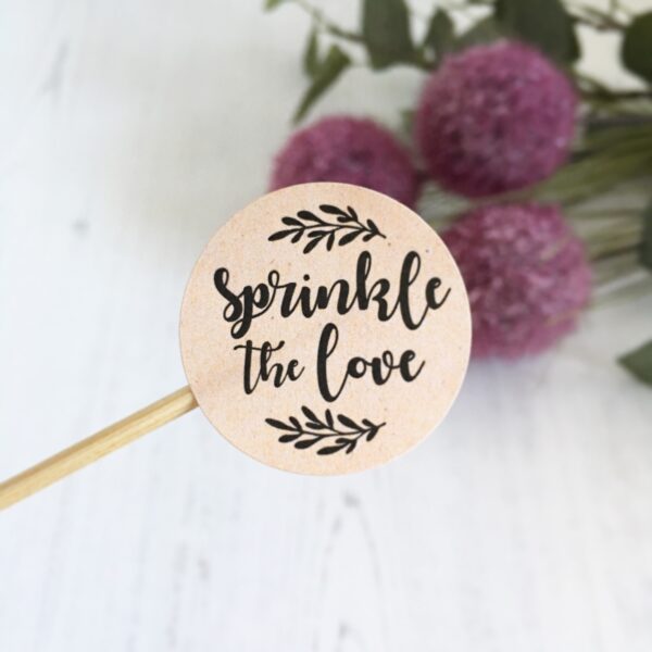 Sprinkle The Love, Wedding Confetti Stickers, 37mm Kraft Matte Finish.