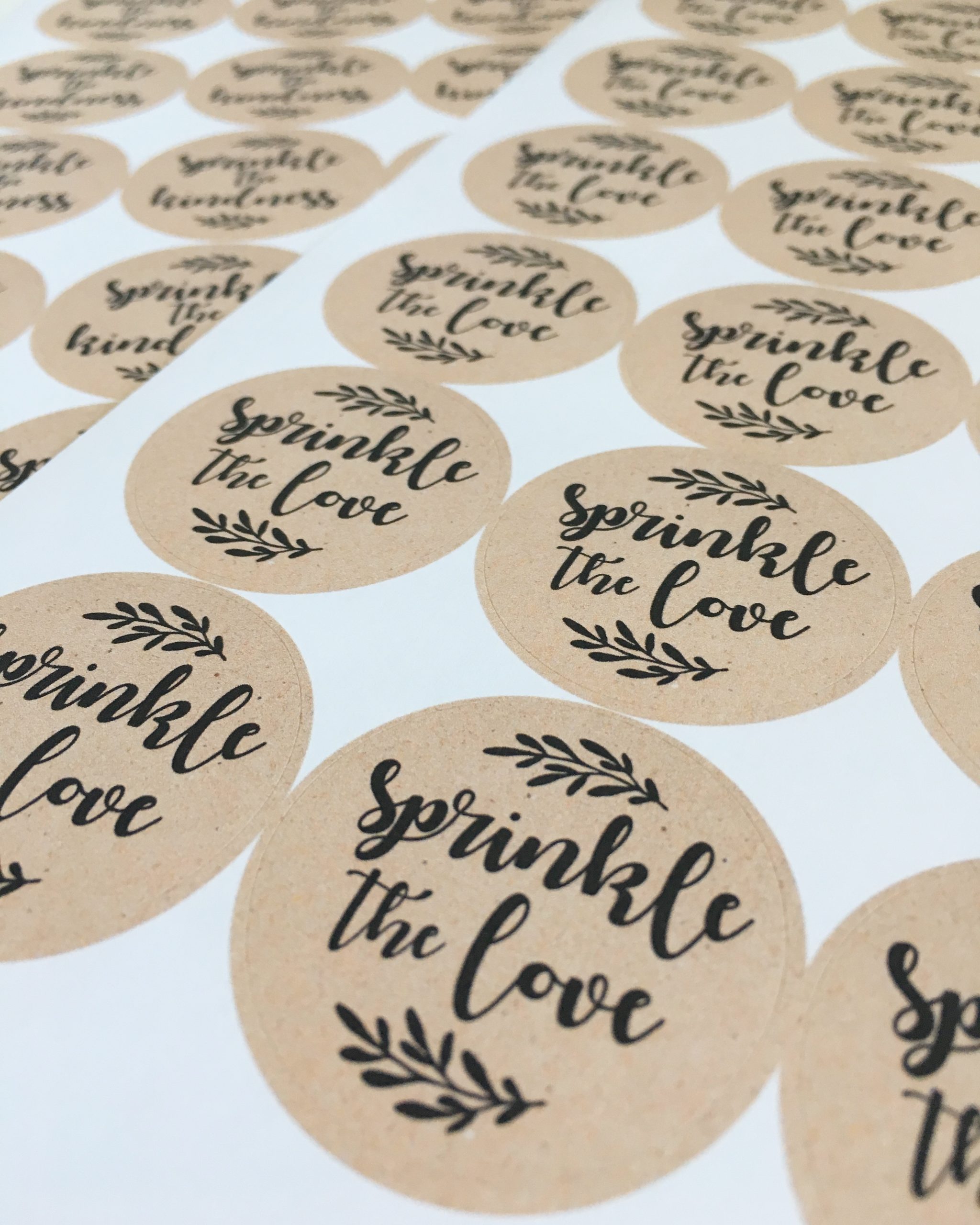 Sprinkle The Love and Throw Me Wedding Stickers, 37mm Kraft