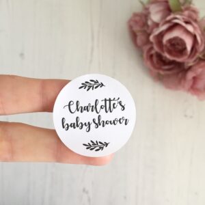 Personalised Baby shower stickers in 37mm matte finish