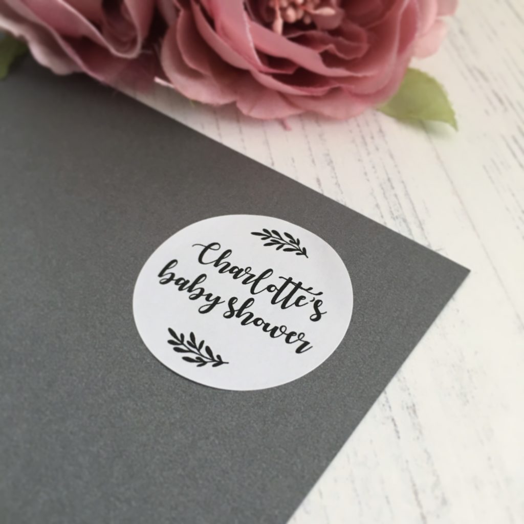 Personalised Baby shower stickers in 37mm matte finish