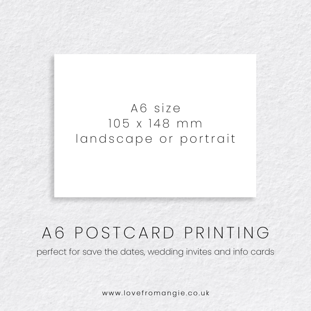 A6 Postcard Print 105 x 148 mm, perfect for wedding save the dates, invites and information cards