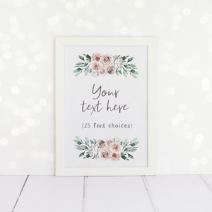 Any text here, custom A4 print with a floral design