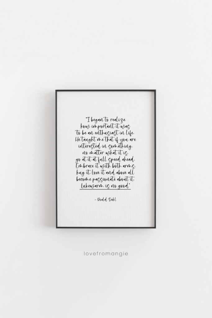 Enthusiast Roald Dahl Flowy Font Print - Love From Angie